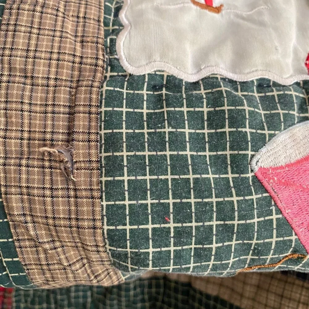 Vintage Patchwork Month of the Year Quilt Blanket Seasonal Applique‎ Plaid 46x59